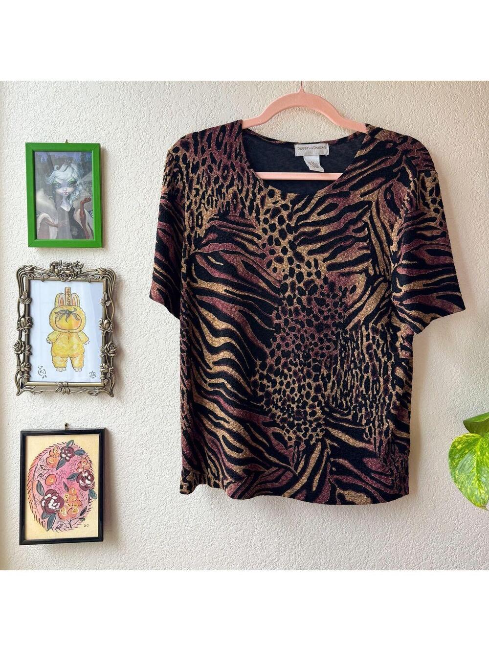 Vintage Women's Y2K 90's Animal Boho Indie Western Blouse